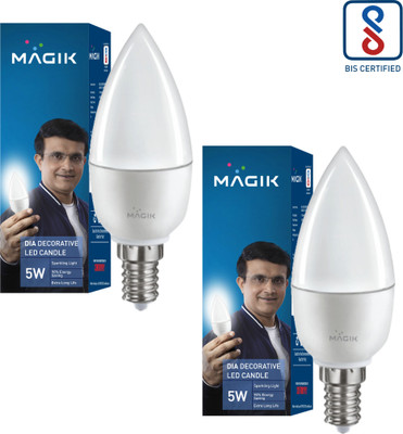 Magik 5 W Basic Candle E14 LED Bulb(White, Pack of 2)