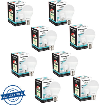 Panasonic 7 W Basic Round B22 LED Bulb(White, Pack of 8)