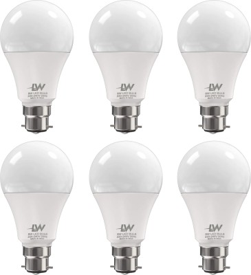 LAZYwindow 9 W Round B22 LED Bulb(White, Pack of 6)