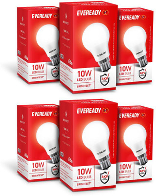EVEREADY 10 W Basic Standard B22 LED Bulb(White, Pack of 6)
