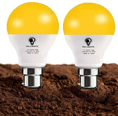 mg lights 5 W Basic Arbitrary B22 LED Bulb(Yellow, Pack of 2)