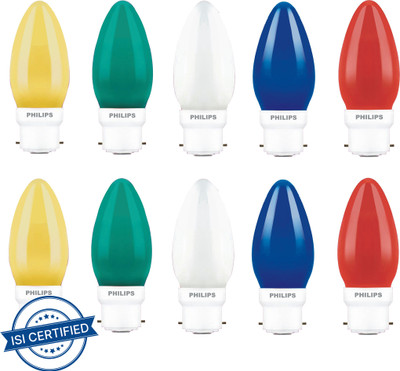 PHILIPS 0.5 W Basic Candle B22 LED Bulb(Multicolor, Pack of 10)
