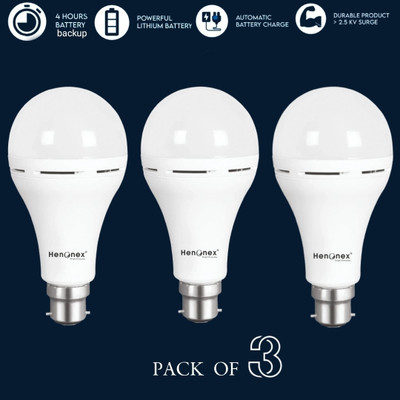 Henonex 12 W Inverter Round B22 D Inverter Bulb(White, Pack of 3)