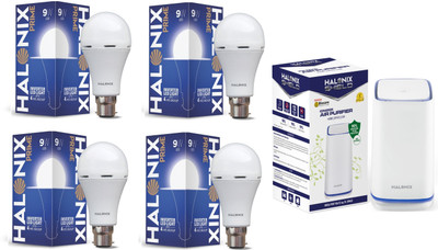 HALONIX 9 W Airpurifier Round B22 D Inverter Bulb(White, Pack of 5)