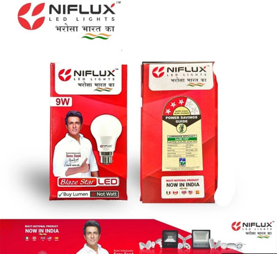 Niflux 9 W Eye Safety Compliance Round B22 D LED Bulb(White)