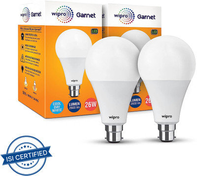 Wipro 26 W Basic Arbitrary B22 LED Bulb(White, Pack of 2)