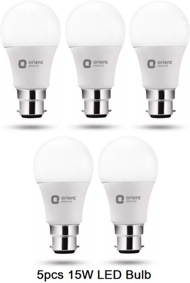 ORIENT 15 W Basic Standard B22 LED Bulb(White, Pack of 5)