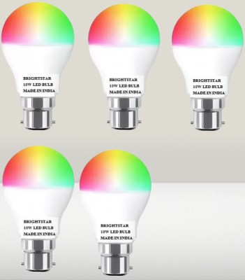 Brightstar 10 W Round B22 LED Bulb(Red, Green, Pink, White, Blue, Yellow, Multicolor, Pack of 5)