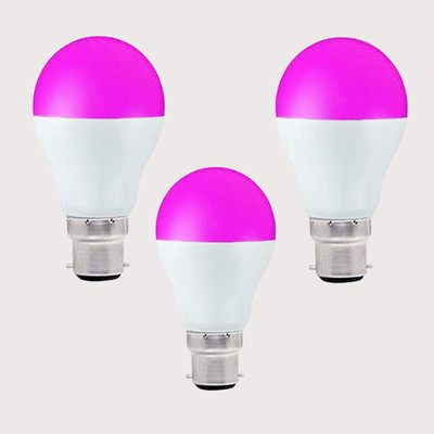 MOON & SUN 9 W Basic Round B22 LED Bulb(Pink, Pack of 3)