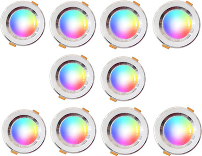M.V.L 9 W Color Changing Round Plug & Play LED Bulb(Multicolor, Pack of 10)