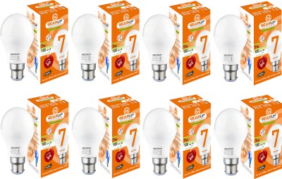 Gear Up 7 W Round B22 LED Bulb(White, Pack of 8)