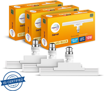 Wipro 10 W Basic T-Bulb B22 LED Bulb(White, Pack of 3)