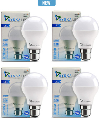 Syska 9 W Basic Standard B22 LED Bulb(White, Pack of 4)
