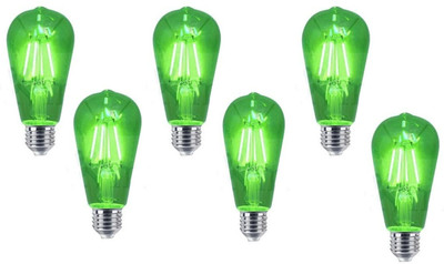 Deamflum 4 W Basic Decorative LED Bulb(Green, Pack of 6)