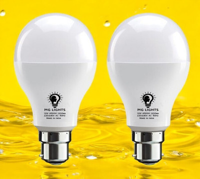 mg lights 12 W Basic Arbitrary B22 LED Bulb(White, Pack of 2)