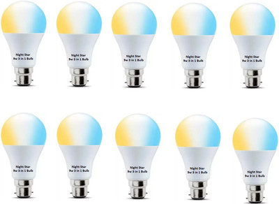 Nightstar 9 W Basic Round B22 LED Bulb(Multicolor, Pack of 10)