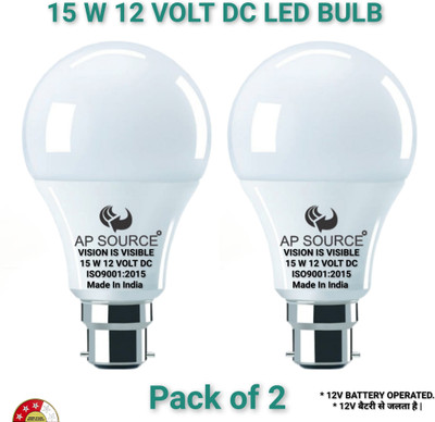 AP Source 15 W Basic Round B22 LED Bulb(White, Pack of 2)