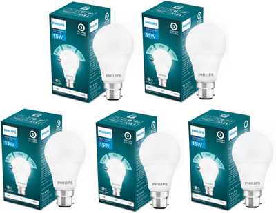 PHILIPS 15 W Basic Decorative B22 LED Bulb(White, Pack of 5)
