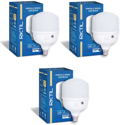 RKTIL 50 W Basic Round B22 LED Bulb(White, Pack of 3)