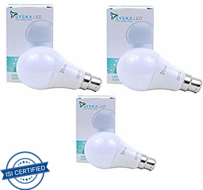 Syska 18 W Basic Round B22 LED Bulb(White, Pack of 3)