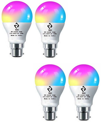 rino 9 W Basic Standard B22 LED Bulb(RGB, Pack of 4)