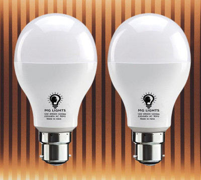 mg lights 12 W Basic Arbitrary B22 LED Bulb(White, Pack of 2)