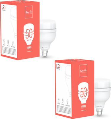 Fybros 50 W Basic Round B22 LED Bulb(White, Pack of 2)