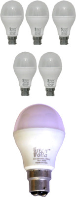 Techvolta 15 W, 9 W Basic Round B22 LED Bulb(White, Pack of 6)