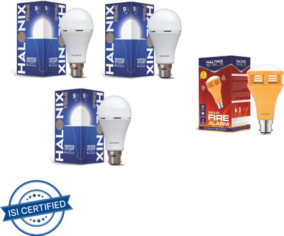 HALONIX 9 W Inverter Round B22 D Inverter Bulb(White, Pack of 4)