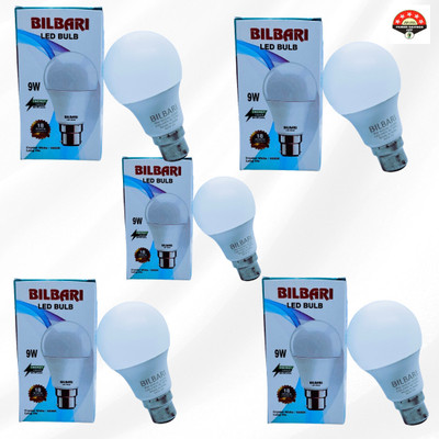 Bilbari 9 W Basic Round B22 LED Bulb(White, Pack of 5)