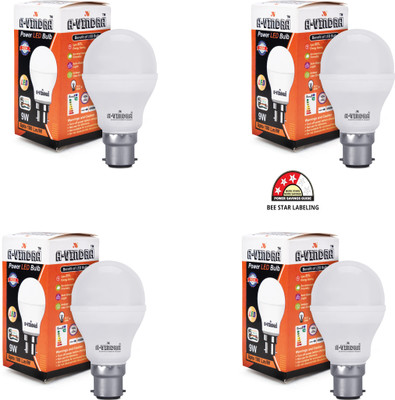 AVINDRA 9 W Basic Round B22 LED Bulb(White, Pack of 4)