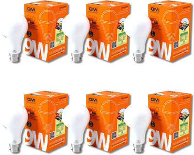 GM Modular 9 W Basic Standard B22 LED Bulb(White, Pack of 6)