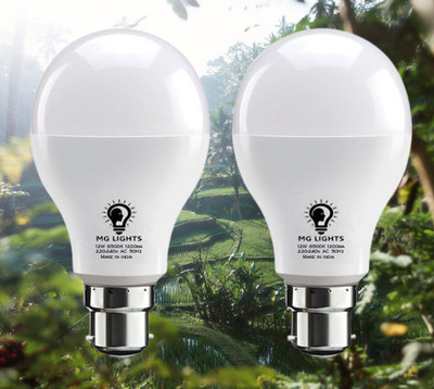 mg lights 12 W Basic Arbitrary B22 LED Bulb(White, Pack of 2)
