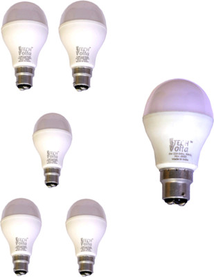 Techvolta 12 W, 9 W Basic Round B22 LED Bulb(White, Pack of 6)