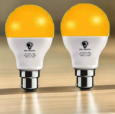 mg lights 5 W Basic Arbitrary B22 LED Bulb(Yellow, Pack of 2)