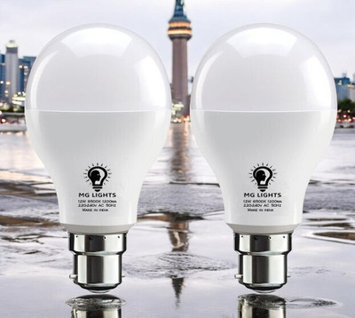 mg lights 12 W Basic Arbitrary B22 LED Bulb(White, Pack of 2)