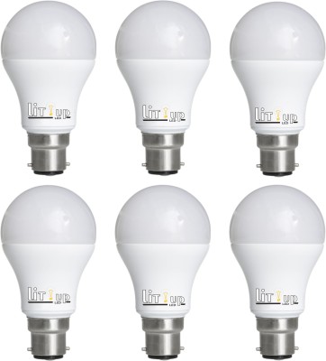 Litup 9 W Standard B22 LED Bulb(White, Pack of 6)