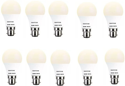 Nightstar 9 W Basic Round B22 LED Bulb(Yellow, Pack of 10)