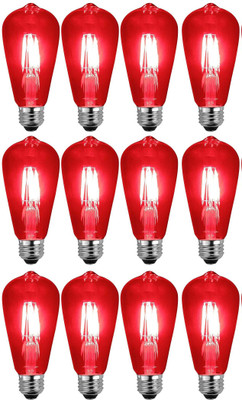 Baslash 4 W Basic Decorative E27 LED Bulb(Red, Pack of 12)