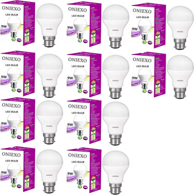 ONIEXO 9 W Inverter Round B22 D LED Bulb(White, Pack of 10)