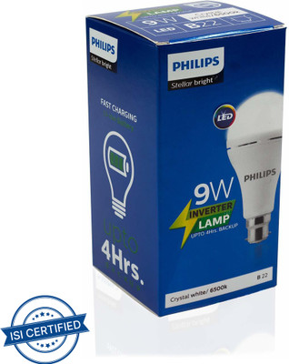 PHILIPS 9 W Inverter Standard B22 LED Bulb(White)