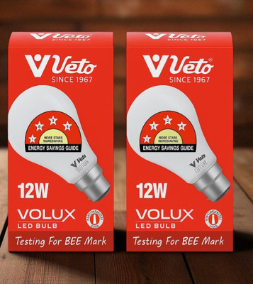 Veto 12 W Basic Round B22 LED Bulb(White, Pack of 2)