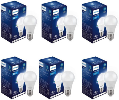 PHILIPS 16 W Round E27 LED Bulb(White, Pack of 6)