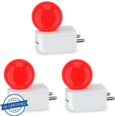 Crompton 0.5 W Basic Decorative Plug & Play Night Bulb(Red, Pack of 3)