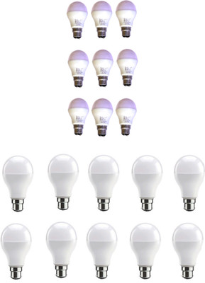 Techvolta 9 W, 12 W Basic Round B22 LED Bulb(White, Pack of 19)