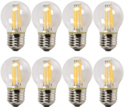 Lights Whites 4 W Multi Watt Round E27 LED Bulb(Yellow, Pack of 8)