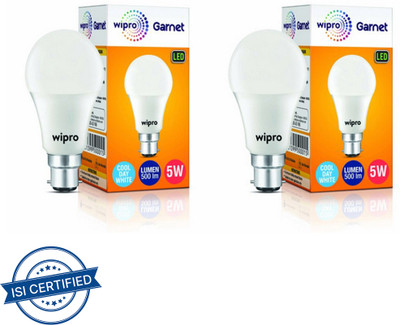 Wipro 5 W Basic Standard B22 LED Bulb(Yellow, Pack of 2)