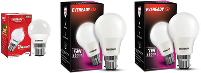 EVEREADY 5 W, 7 W, 2.5 W Basic Standard B22 D LED Bulb(White, Pack of 3)