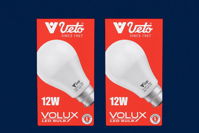 Veto 12 W Basic Round B22 LED Bulb(White, Pack of 2)