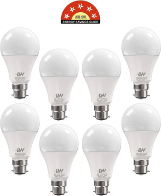 LAZYwindow 9 W Basic Round B22 LED Bulb(White, Pack of 8)